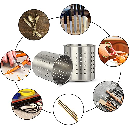 Stainless Steel Utensil Holder Kitchen Holder Restaurant Cooking Utensil Holder for Forks Spatula