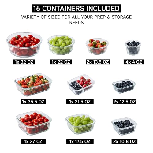 Premium 32 Pc. Borosilicate Glass Food Container Set with Dividers