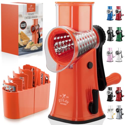 Rotary Cheese Grater Manual Hand Crank 5 Blade Shredder
