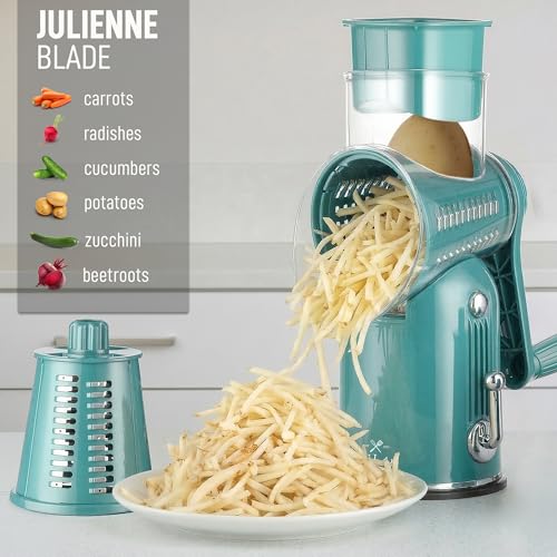 Rotary Cheese Grater Manual Hand Crank 5 Blade Shredder