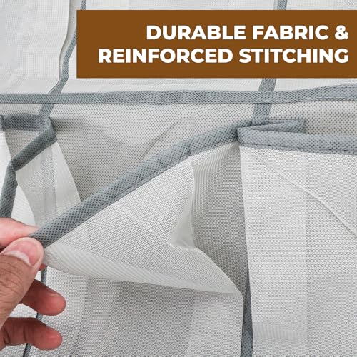 Hanging Shoe Organizer For Closet Rod with 30 Large Pockets Dual Sided 360 Rotating Hanger Space Saving Storage Bag Rack Shelves for Bedroom Laundry Room