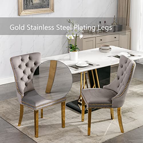 Grey Velvet Dining Chairs Set of 2 (2 Count)