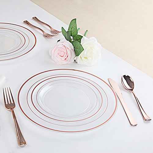 60 Pcs Rose Gold Plastic Plates (30 Count)
