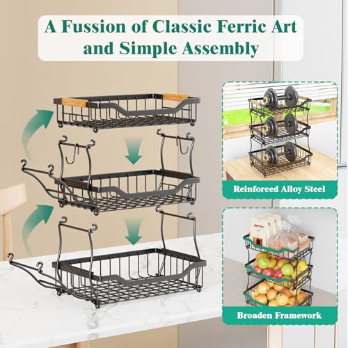 3 Tier Countertop Fruit Basket for Kitchen