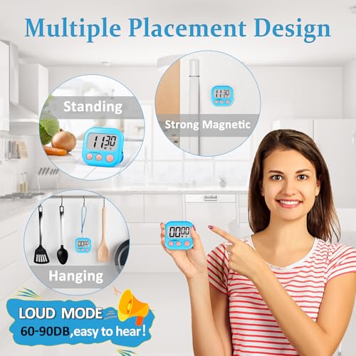 Digital Kitchen Classroom Timers for Kids Cooking 6pcs Blu Pk Pur (6 Count)