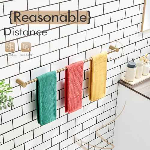 Towel Bar Champagne Bronze 32'' Bath Towel Rack Holders Single Rail for Bathroom Wall Mounted Stainless Steel Bathroom Hardware