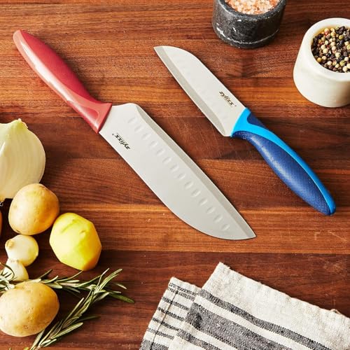 2 Piece Santoku Knife Set with Sheath Covers