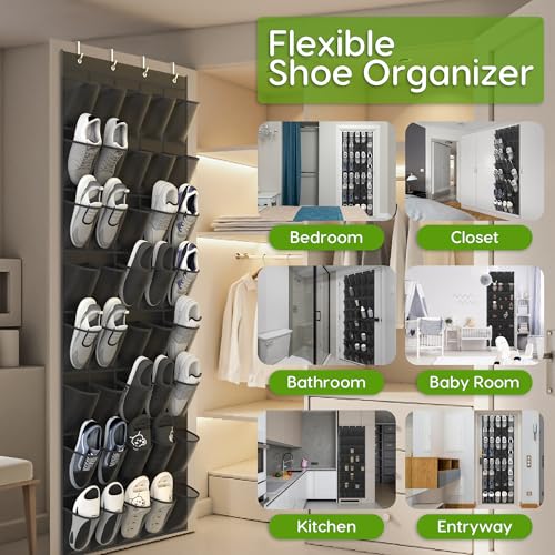 Over the Door Shoe Organizer with 40 Large Breathable Mesh Pockets