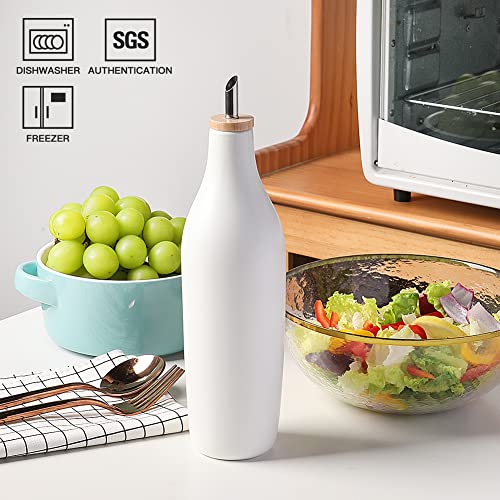 Sweejar Matte Ceramic Olive Oil Dispenser Bottles with Bamboo Tray