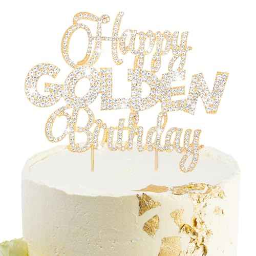 Happy Golden Birthday Cake Topper Rhinestones Golden Birthday Cake Toppers