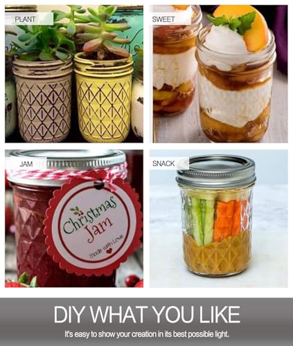 Mason Jars 15 PACK 8 OZ Canning Jars Jelly Jars With Regular Lids (15 Count)