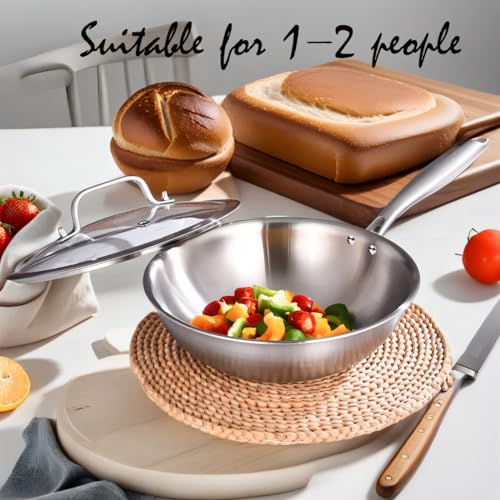 10 Inch Stainless Steel Wok with Glass Lid