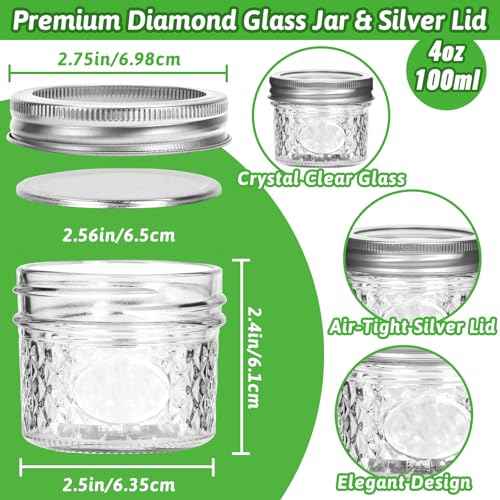 4oz Glass Mason Jars with Airtight Lids (40 Count)