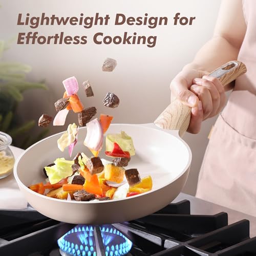 8inch Ceramic Nonstick Frying Pan Paella Pan with Lid