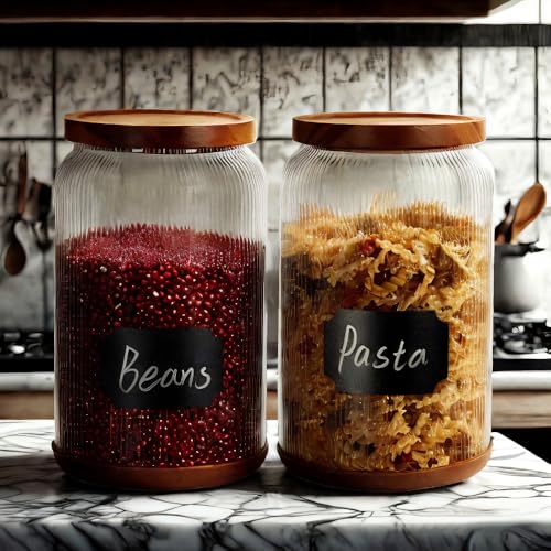 Striped Borosilicate Glass Airtight Canisters (2 Count)