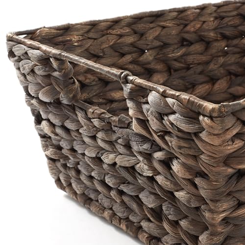 Set of 2 Water Hyacinth Pantry Baskets with Handles (2 Count)