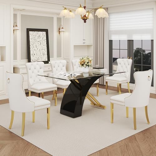7 Piece Glass Dining Table Set for 6