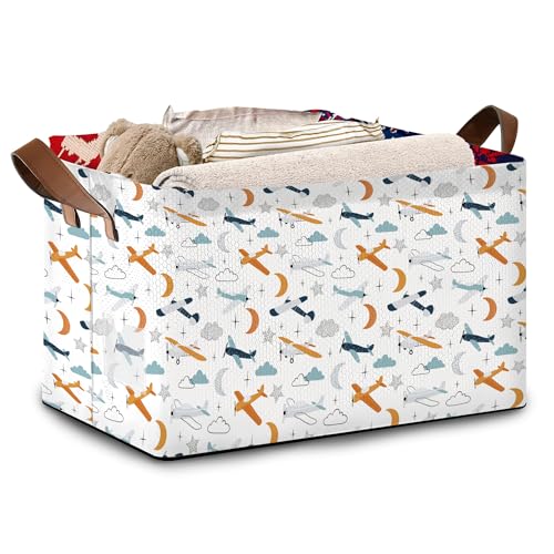 Aviation Themed Storage Basket Large 17x11.5x10.5 Inche
