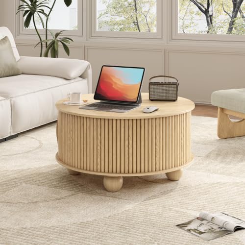 Round Coffee Table with Storage for Living Room