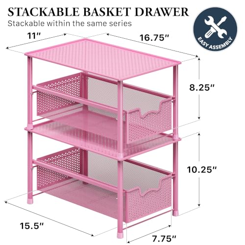 Stackable Under Sink Sliding Basket Drawer