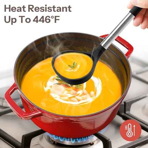 28 Piece Silicone Kitchen Utensils Set with Stainless Steel Handles (28 Count)