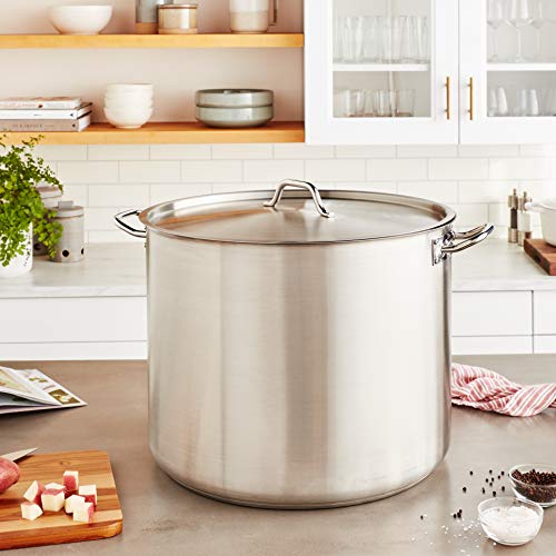 Silver 80 qt Stainless Steel Stock Pot with Cover