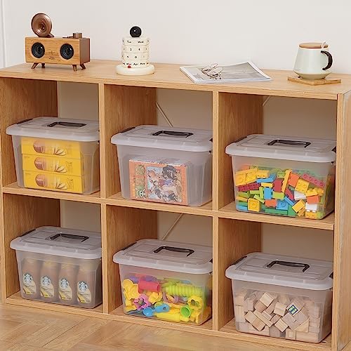 6 Packs 8.5 QT Storage Bins with Lids Clear Plastic Bins with Grey Handle Stackable Storage Containers for Organizing (6 Count)