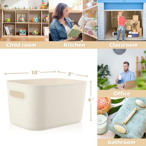 10 Pcs White Plastic Storage Bins 10 x 7 x 6 Inch (10 Count)