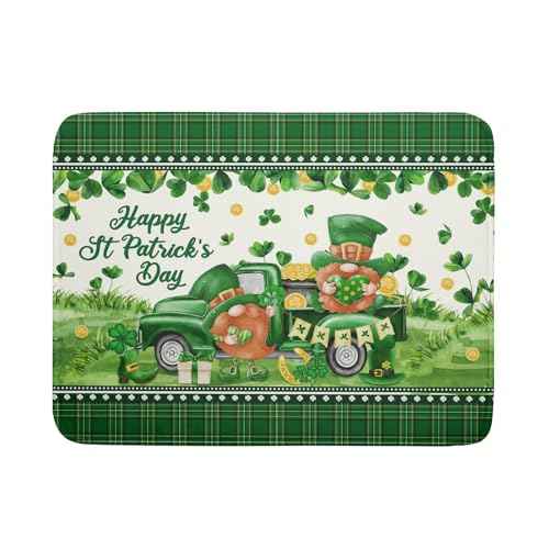 Shamrock Truck Dish Drying Mat Buffalo Check Dish Drainer Mat 18x24 inch Reversible Microfiber Quick Dry Rack Pad for Kitchen Counter Sink
