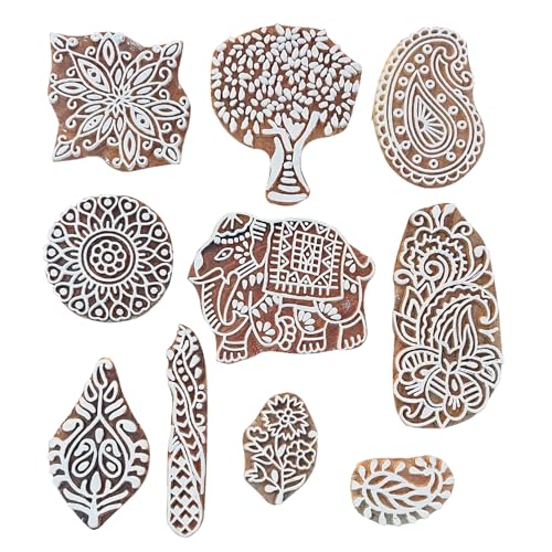Assorted Wooden Block Printing Stamps (10 Count)