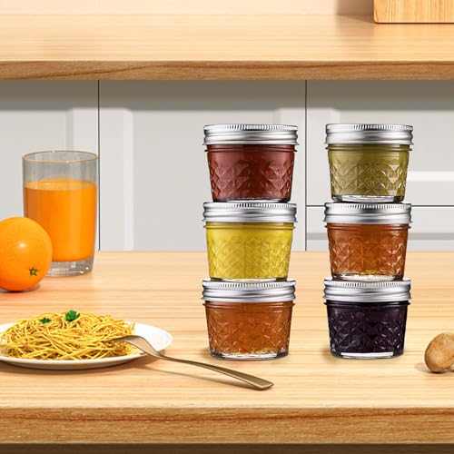 3.4oz 100ml Glass Mason Jars 6 Pack (6 Count)