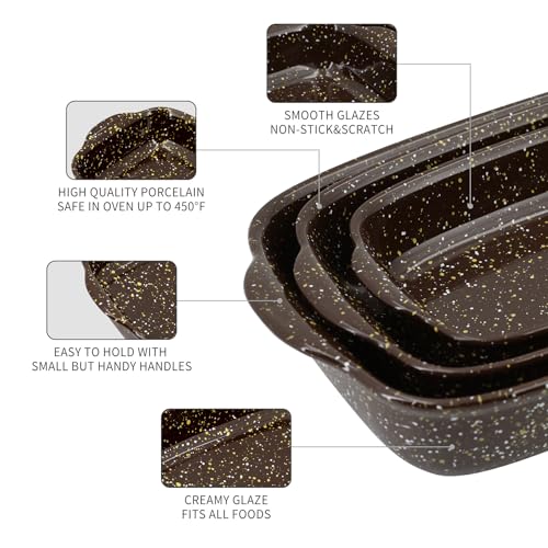 3 Pack Ceramic Baking Dishes for Oven (3 Count)