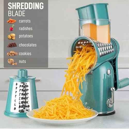 Rotary Cheese Grater Manual Hand Crank 5 Blade Shredder