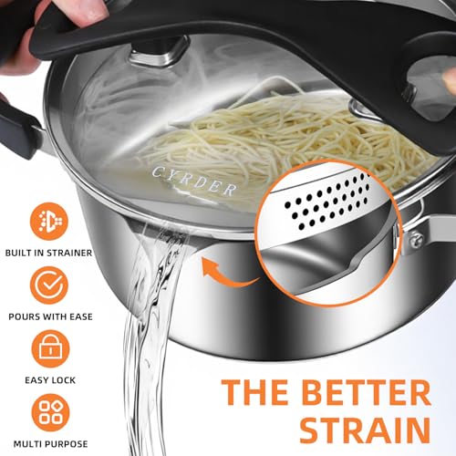 Stainless Steel Stock Pot with Pour Spout and Strainer