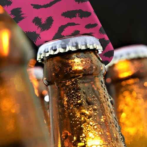 Leopard Print Stainless Steel Bottle Opener Jaguar Animal Fur Fashion Natural Skin Black Pink Wild Spot Flat Beer Bottle Opener Keychain for Home Kitchen Bar Restaurant Party Birthday Gift
