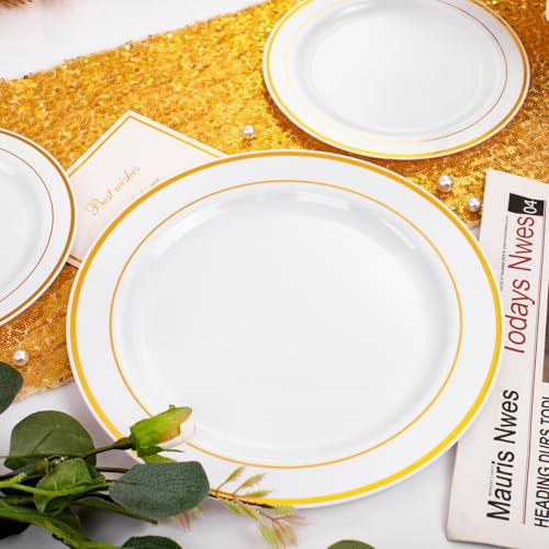 60PCS Gold Plastic Plates (60 Count)
