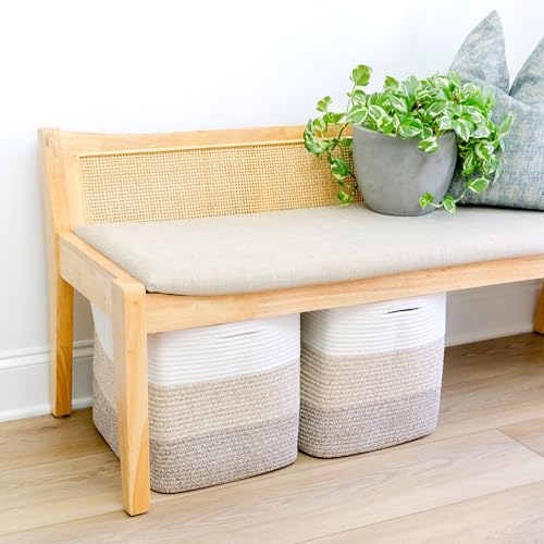 13 Inch Cube Storage Bins Cotton Rope Woven Baskets for Organizing 3 (3 Count)