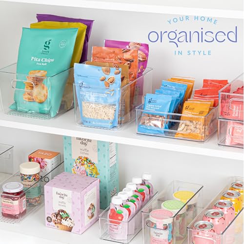 Plastic Food Storage 2 Pack Clear Container Bin with Handles for Organizing Kitchen (2 Count)