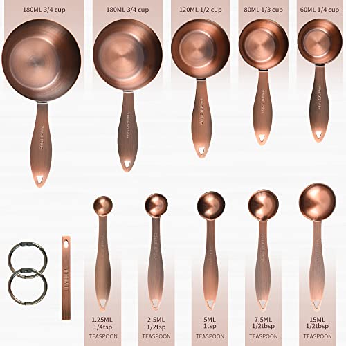 Copper measuring cups and spoons set