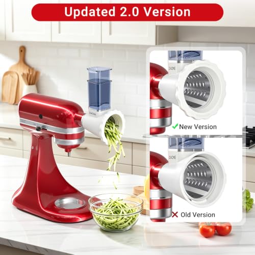 Updated Cheese Grater Slicer Shredder Attachment for KitchenAid Stand Mixers