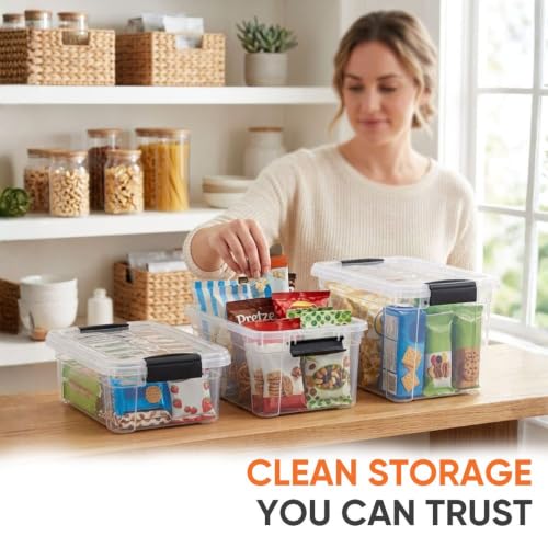 1.05 Quart Mini Clear Plastic Storage Container with Lid (8 Count)