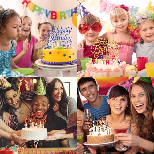 Happy Birthday Cake Topper Gold Glitter Happy Birthday Cake Bunting Decoration Birthday Party Cake Decoration Supplies