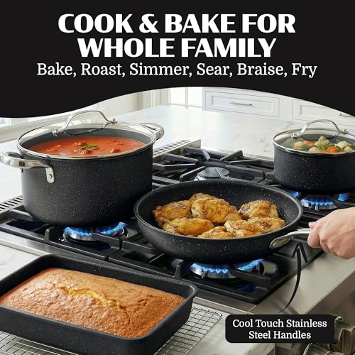 Ceraluxe 20Pc Pots and Pans Set Non Stick Ceramic Cookware Set