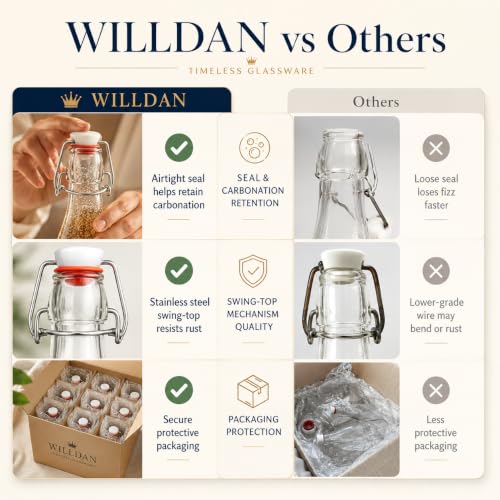 Swing Top Glass Bottles [1 Liter (4 Count)