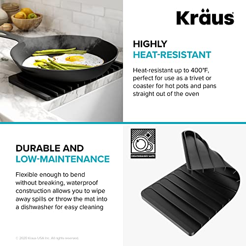 Self Draining Silicone Dish Drying Mat or Trivet for Kitchen Counter in Dark Grey