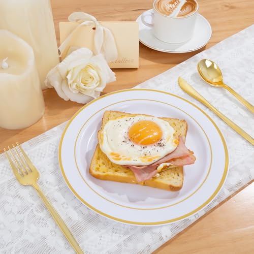 100PCS Gold Plastic Plates (100 Count)