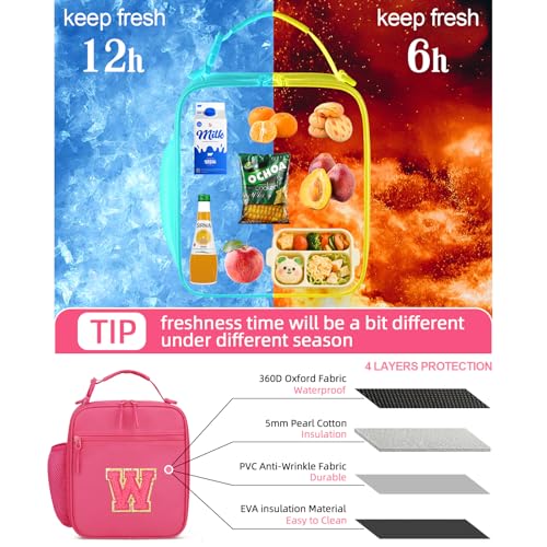 Initial Insulated Lunch Bag for Girls Kids