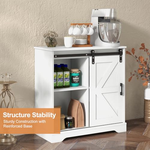 Sliding Barn Door Buffet Sideboard Storage Cabinet Coffee Bar Kitchen Farmhouse Style