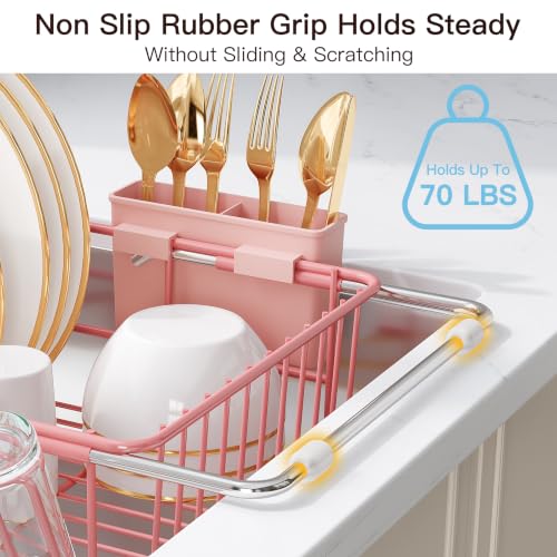 Pink Dish Drying Rack in Sink