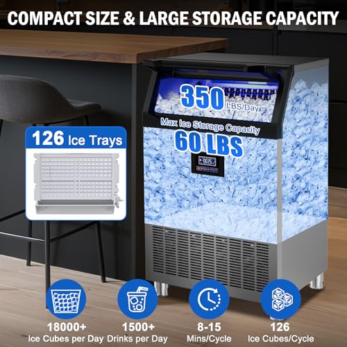350 lbs High Output Commercial Ice Maker Undercounter Built